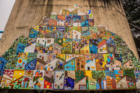 Rio de Janeiro - June 21, 2017: Street art in the Favela of Santa Marta in Rio de Janeiro, Brazilのeditorial素材