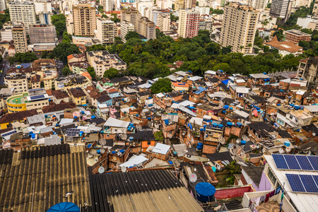 Rio de Janeiro - June 21, 2017: Rooftops of the Favela of Santa Marta in Rio de Janeiro, Brazilのeditorial素材