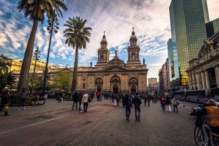 Santiago de Chile - July 08, 2017: Santiago Municipal Church in the historic center of Santiago of Chileのeditorial素材