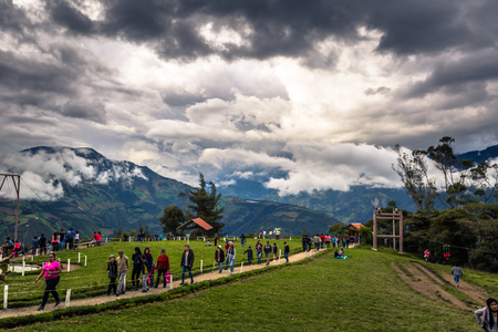 Baños - August 19, 2018: Casa de Arbol swing in Baños, Ecuadorのeditorial素材