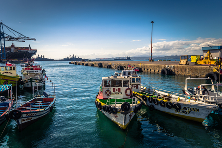 Valparaiso - July 14, 2017: Harbor of Valparaiso, Chileのeditorial素材