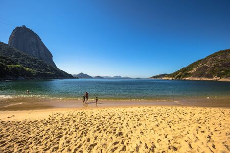 Rio de Janeiro - June 19, 2017: Beach of Rio de Janeiro near the Bread Loaf Mountain, Brazilのeditorial素材