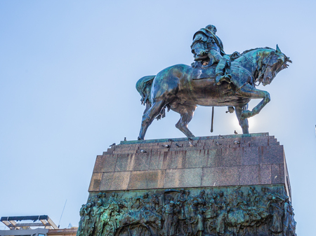 Montevideo - July 02, 2017: Statue of Artigas in the center of Montevideo, Uruguayのeditorial素材