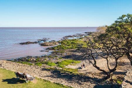 Colonia Del Sacramento - July 02, 2017: Coast line of Colonia Del Sacramento, Uruguayのeditorial素材
