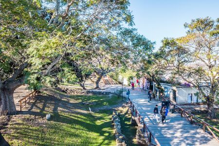 Colonia Del Sacramento - July 02, 2017: Tourists in the old town of Colonia Del Sacramento, Uruguayのeditorial素材