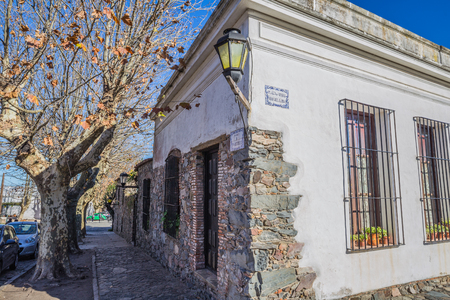 Colonia Del Sacramento - July 02, 2017: Streets of the old town of Colonia Del Sacramento, Uruguayのeditorial素材