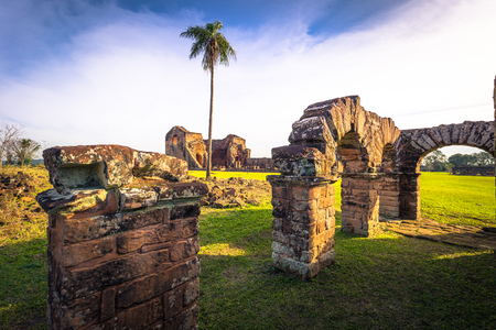 Ancient Jesuit ruins of the Mission of La Santissima Trinidad, Paraguayの写真素材