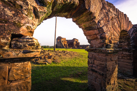 Mission of La Santissima Trinidad - June 26, 2017: Ancient Jesuit ruins of the Mission of La Santissima Trinidad, Paraguayのeditorial素材
