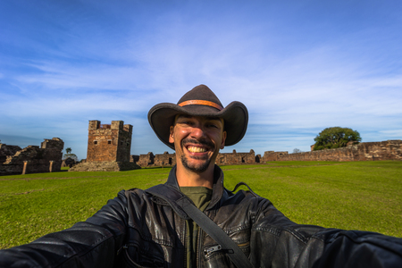 Mission of La Santissima Trinidad - June 26, 2017: Ancient Jesuit ruins of the Mission of La Santissima Trinidad, Paraguayのeditorial素材