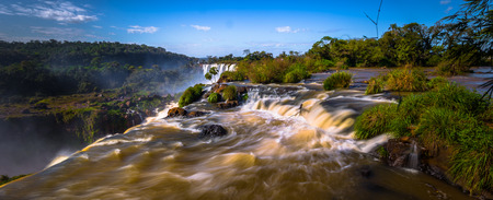 Landscape of the Iguazu Waterfalls, Wonder of the world, at Puerto Iguazu, Argentinaの写真素材