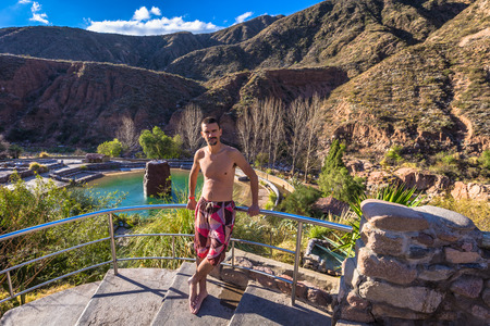 Cacheuta hot springs - July 05, 2017: Cacheuta hot springs, Argentinaのeditorial素材