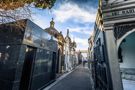 Buenos Aires - July 01, 2017: Religious statue at the Recoleta cemetery in Buenos Aires, Argentinaのeditorial素材
