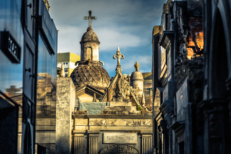 Buenos Aires - July 01, 2017: Religious statue at the Recoleta cemetery in Buenos Aires, Argentinaの写真素材