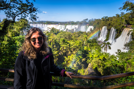 Puerto Iguazu - June 24, 2017: Landscape of the Iguazu Waterfalls, Wonder of the world, at Puerto Iguazu, Argentinaのeditorial素材