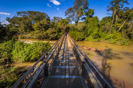 Puerto Iguazu - June 24, 2017: Passage way at the Iguazu Waterfalls, Wonder of the world, at Puerto Iguazu, Argentinaのeditorial素材
