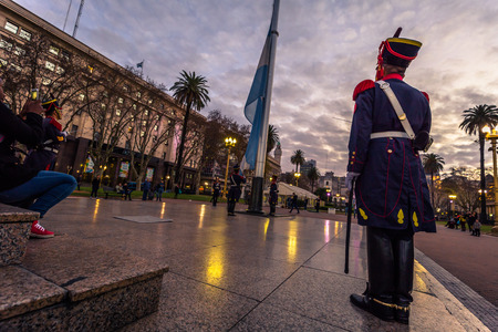 Buenos Aires - June 30, 2017: Changing of the guard at the Casa Rosada building in Buenos Aires, Argentinaのeditorial素材