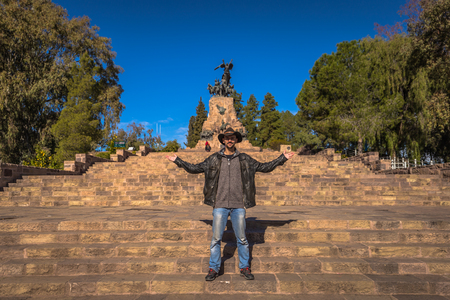 Mendoza - July 05, 2017: Memorial statue at Cerro de la Gloria in Mendoza, Argentinaのeditorial素材