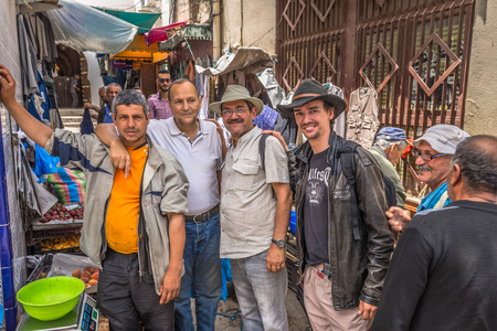 Tlemcen - June 01, 2017: Local citizens and western travelers in the central market of Tlemcen, Algeriaのeditorial素材