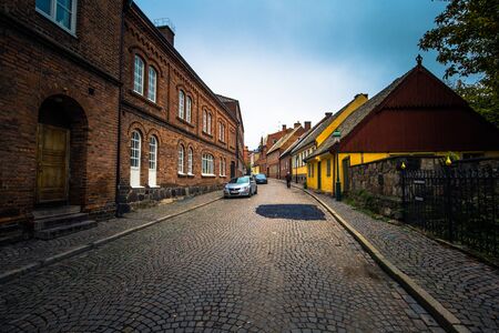 Lund - October 21, 2017: Streets of the historic center of Lund, Swedenのeditorial素材