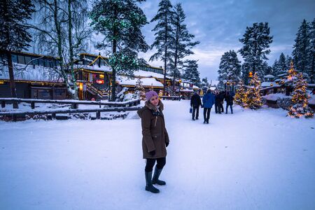 Rovaniemi - December 16, 2017: Santa Claus village of Rovaniemi, Finlandのeditorial素材