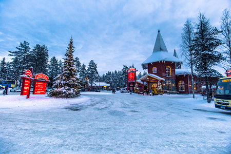Rovaniemi - December 16, 2017: Santa Claus village of Rovaniemi, Finlandのeditorial素材