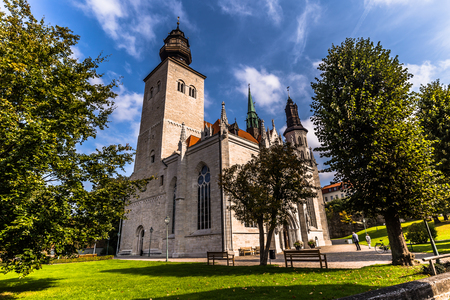 Visby - September 23, 2018: The cathedral of the old town of Visby in Gotland, Swedenのeditorial素材