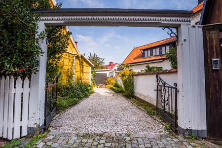 Visby - September 23, 2018: Medieval streets of the old town of Visby in Gotland, Swedenのeditorial素材