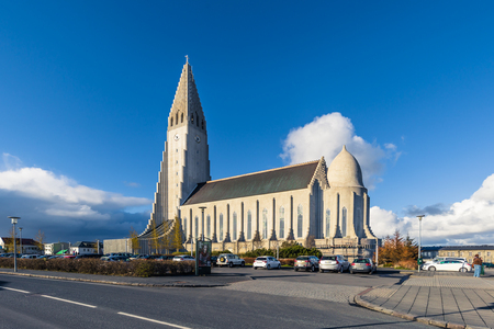 Reykjavik - May 01, 2018: Hallgrimskirkja church in the center of Reykjaivk, Icelandのeditorial素材