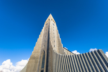 Reykjavik - May 01, 2018: Hallgrimskirkja church in the center of Reykjaivk, Icelandのeditorial素材