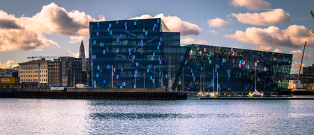 Reykjavik - May 02, 2018: The Harpa Opera house in Reykjavik, Icelandのeditorial素材