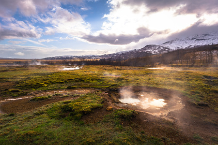 Landscape of Geysir park, Icelandの写真素材