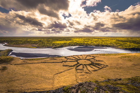 Panorama of the wild landscape of Fjadrargljufur, Icelandの写真素材