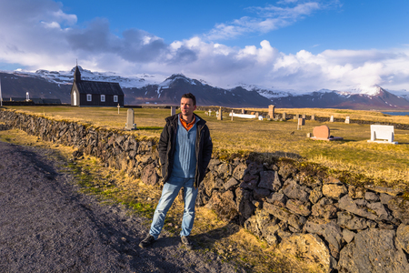 Snaefellsjoekull  - May 02, 2018: Budakirkja church in Snaefellsjoekull national park, Icelandのeditorial素材