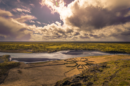 Panorama of the wild landscape of Fjadrargljufur, Iceland