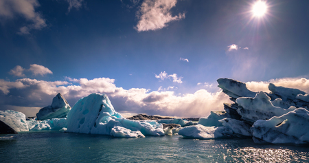 Stunning blocks of ice in the Iceberg lagoon of Jokulsarlon, Icelandの写真素材