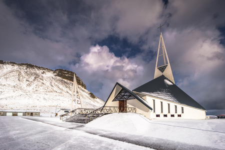 Olafsvik - May 03, 2018: Church of Olafsvik, Icelandのeditorial素材