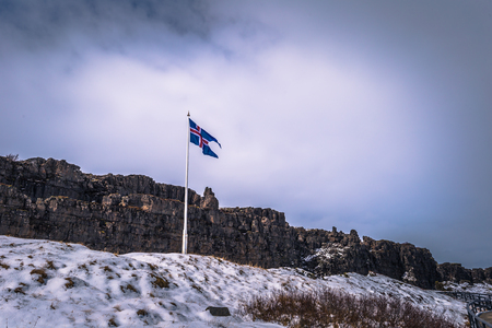 Ancient norse parliament in Thingvellir National Park, Icelandの写真素材