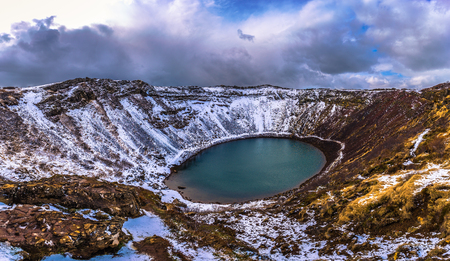 The Kerid Crater in the Golden Circle of Icelandの写真素材