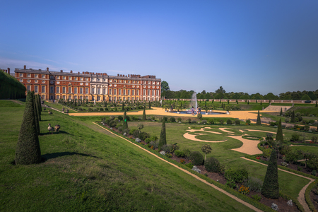 London - August 05, 2018: Gardens of the Hampton Court Palace in London, Englandのeditorial素材