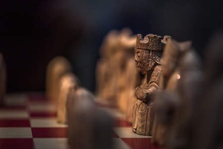 London - August 06, 2018: Ancient chess pieces in the Brtitish Museum in London, Englandのeditorial素材