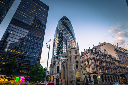 London - August 06, 2018: Modern buildings of downtown London, Englandのeditorial素材
