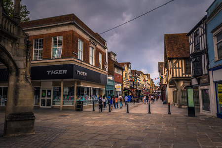 Salisbury - August 07, 2018: Old historic center of Salisbury, Englandのeditorial素材