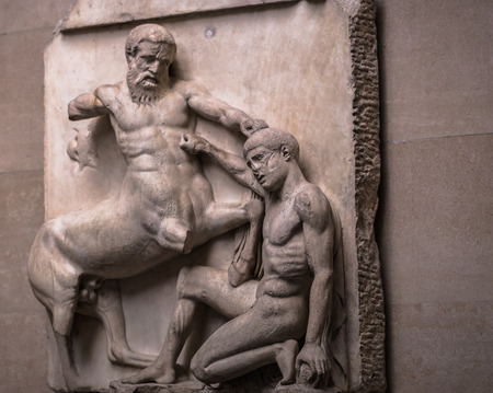 London - August 06, 2018: Ancient Greek sculpture in the Brtitish Museum in London, Englandのeditorial素材