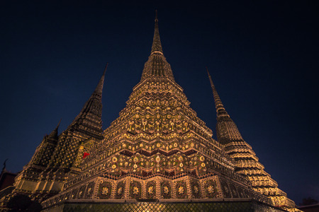 Bangkok - October 13, 2014: Spires of the Buddhist Wat Pho temple in central Bangkok, Thailandのeditorial素材
