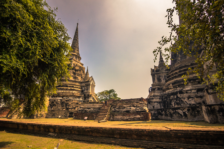 Ayutthaya - October 15, 2014: Temple of Wat Phra Sri Sanphet in the historic city of Ayutthaya, Thailandのeditorial素材