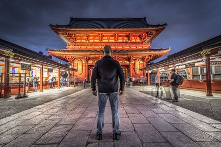 Tokyo - May 20, 2019: Night shot of the Sensoji temple in Asakusa, Tokyo, Japanのeditorial素材