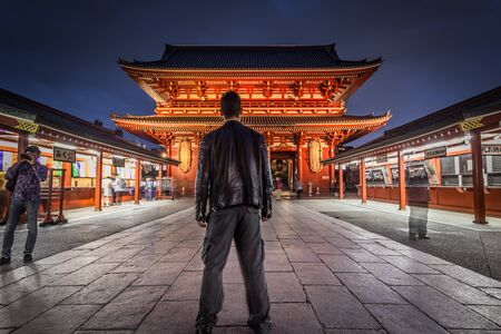 Tokyo - May 20, 2019: Night shot of the Sensoji temple in Asakusa, Tokyo, Japanのeditorial素材