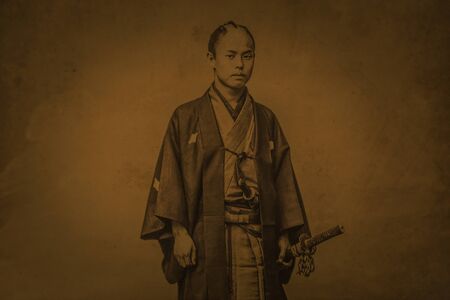 Tokyo - May 21, 2019: Samurai portrait in the Tokyo National Museum in Tokyo, Japanのeditorial素材