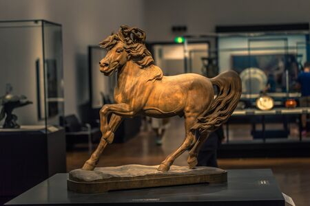 Tokyo - May 21, 2019: Horse sculpture in the Tokyo National Museum in Tokyo, Japanのeditorial素材