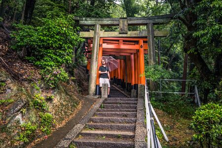 Kyoto - May 28, 2019: Torii gates of the Fushimi Inari Shinto shrine in Kyoto, Japanのeditorial素材